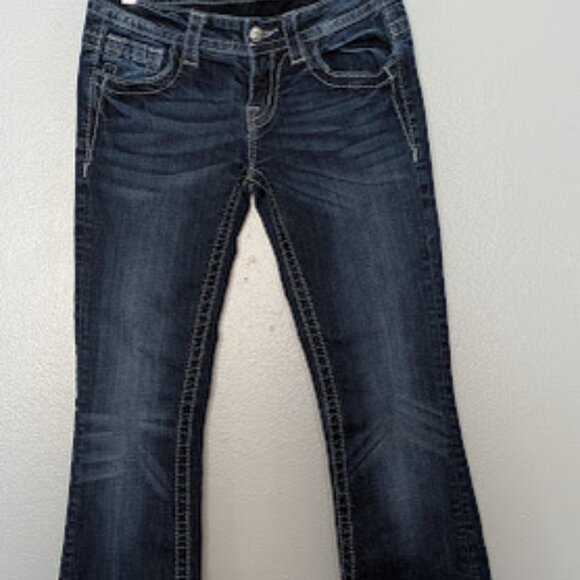 Miss Me Boot Cut Dark Wash Blue Jeans, Girls  (26”x25”) - Picture 2 of 9